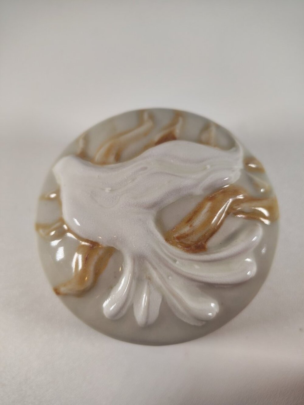Covered Dove Spirit Dish Handmade Art Pottery Trinket Signed Studio Pottery
